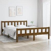 Berkfield Home Bed Frame Honey Brown Solid Wood 120x200 cm | Size: Small Double