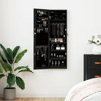 Mirror Jewellery Cabinet with LED Lights Wall Mounted Black