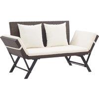 Berkfield Home Garden Bench with Cushions Brown 176 cm Poly Rattan