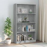4-Tier Book Cabinet Grey Sonoma 80x24x142 cm Engineered Wood