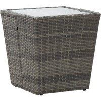 Berkfield Home Tea Table Grey 41.5x41.5x43 cm Poly Rattan & Tempered Glass