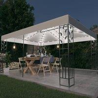 Berkfield Home Gazebo with Double Roof&LED String Lights 3x4 m White