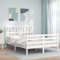 Bed Frame with Headboard White Small Double Solid Wood