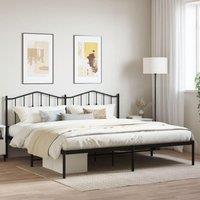 Berkfield Home Metal Bed Frame with Headboard Black 193x203 cm