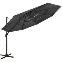 Berkfield Home 4-Tier Parasol with Aluminium Pole Anthracite 3x3 m in Black