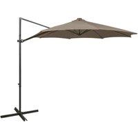 Berkfield Home Cantilever Umbrella with Pole & LED Lights Taupe 300 cm in Beige