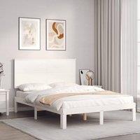 Berkfield Home Bed Frame with Headboard White 140x190 cm Solid Wood