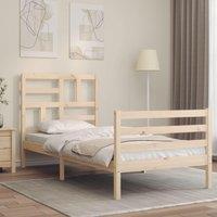 Berkfield Home Bed Frame with Headboard Small Single Solid Wood in Brown