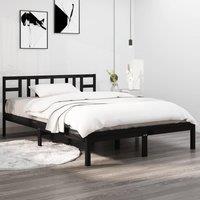 Berkfield Home Bed Frame Black Solid Wood 140x190 cm
