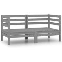 Garden Corner Sofas 2 pcs Grey Solid Pinewood