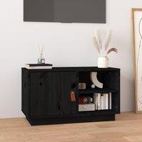 Berkfield Home TV Cabinet Black 70x34x40 cm Solid Wood Pine | Size: 70 x 34 x 40 cm