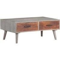 Coffee Table Grey 100x60x40 cm Solid Rough Mango Wood