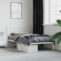 Metal Bed Frame with Headboard White 100x200 cm