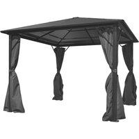 Berkfield Home Gazebo with Curtain Anthracite Aluminium 300x300 cm in Black