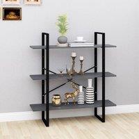 Berkfield Home 3-Tier Book Cabinet Grey 100x30x105 cm Solid Pine Wood | Size: 100 x 30 x 105 cm