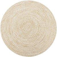 Handmade Rug Jute White and Natural 150 cm