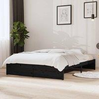 Berkfield Home Bed Frame Black Solid Wood 140x190 cm