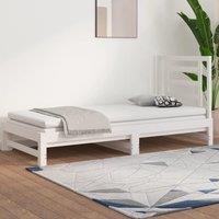 Pull-out Day Bed White 2x(90x200) cm Solid Wood Pine