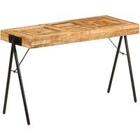 Berkfield Home Writing Table Solid Mango Wood 118x50x75 cm in Brown | Size: 118 x 50 x 75 cm
