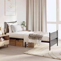 Metal Bed Frame with Headboard and Footboard Black 75x190 cm Small Single