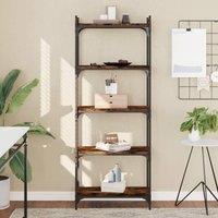 Berkfield Home Bookcase 5-Tier Smoked Oak 60x30x154 cm Engineered Wood in Brown | Size: 60 x 30 x 154 cm