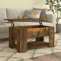 Berkfield Home Coffee Table Smoked Oak 79x49x41 cm Engineered Wood in Brown | Size: 79 x 49 x 41 cm
