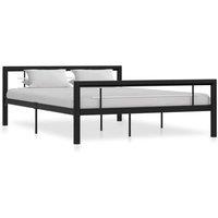 Bed Frame Black and White Metal 120x200 cm