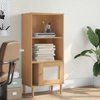 Berkfield Home Bookcase SENJA Rattan Look Brown 60x35x130 cm Solid Wood Pine | Size: 60 x 35 x 130 cm