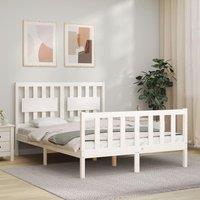 Berkfield Home Bed Frame with Headboard White 140x200 cm Solid Wood