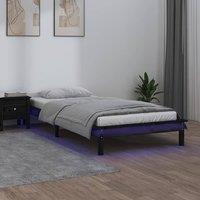 Berkfield Home LED Bed Frame Black 90x200 cm Solid Wood