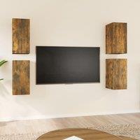 TV Cabinets 4 pcs Smoked Oak 30.5x30x60 cm Engineered Wood