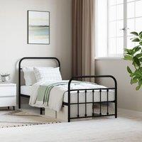 Berkfield Home Metal Bed Frame with Headboard & Footboard Black 90x190 cm Single
