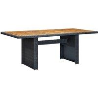 Garden Table Dark Grey Poly Rattan and Solid Acacia Wood