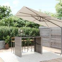 Bar Table with Glass Top Grey 145x80x110 cm Poly Rattan