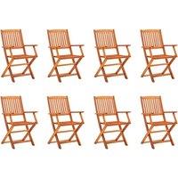 Berkfield Home Folding Garden Chairs 8 pcs Solid Eucalyptus Wood in Brown
