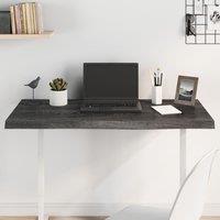 Table Top Dark Grey 100x60x(2-4) cm Treated Solid Wood Oak