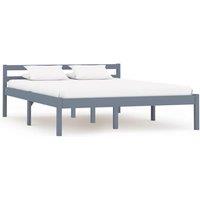 Bed Frame Grey Solid Pine Wood 120x200 cm