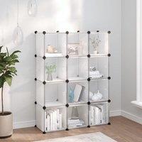 Berkfield Home Storage Cube Organiser with 12 Cubes & Doors Transparent PP in Clear