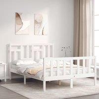 Berkfield Home Bed Frame with Headboard White 140x200 cm Solid Wood