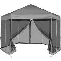Berkfield Home Hexagonal Pop-Up Marquee with 6 Sidewalls Grey 3.6x3.1 m