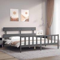 Berkfield Home Bed Frame with Headboard Grey 200x200 cm Solid Wood