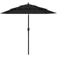 Berkfield Home 3-Tier Parasol with Aluminium Pole Black 2.5 m