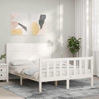 Berkfield Home Bed Frame with Headboard White 140x200 cm Solid Wood