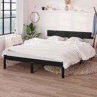 Berkfield Home Bed Frame Black Solid Wood Pine 160x200 cm