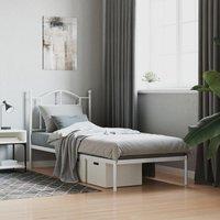 Berkfield Home Metal Bed Frame with Headboard White 90x200 cm