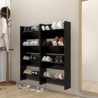 Berkfield Home Wall Shoe Cabinets 4 pcs Black 60x18x60 cm Engineered Wood | Size: 60 x 18 x 60 cm
