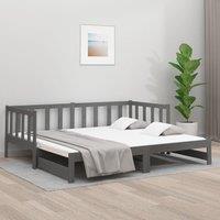 Pull-out Day Bed Grey 2x(90x190) cm Solid Wood Pine