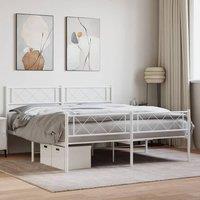Berkfield Home Metal Bed Frame with Headboard & Footboard White 120x200 cm | Size: Small Double