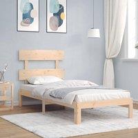 Berkfield Home Bed Frame with Headboard 90x200 cm Solid Wood in Brown