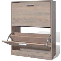 Oak Look Wooden Shoe Cabinet with 2 Compartments